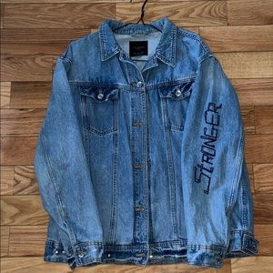 Zara Denim Jacket with Patches and Studs Oversized